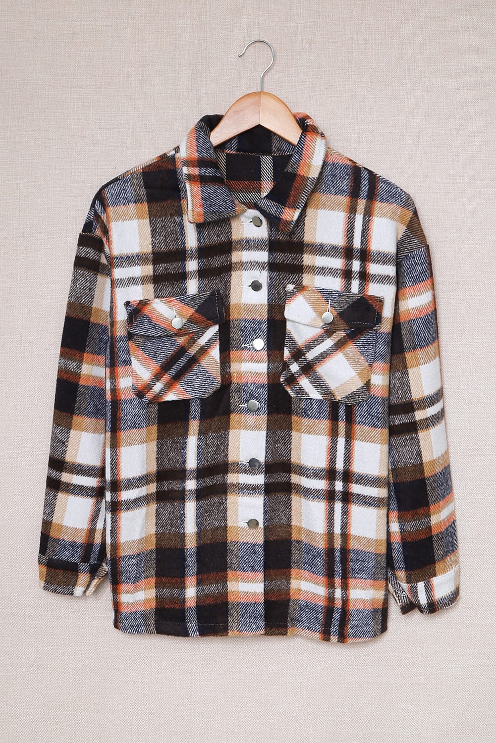 Multicolor Plaid Casual Button Up Flannel Shacket Shewin