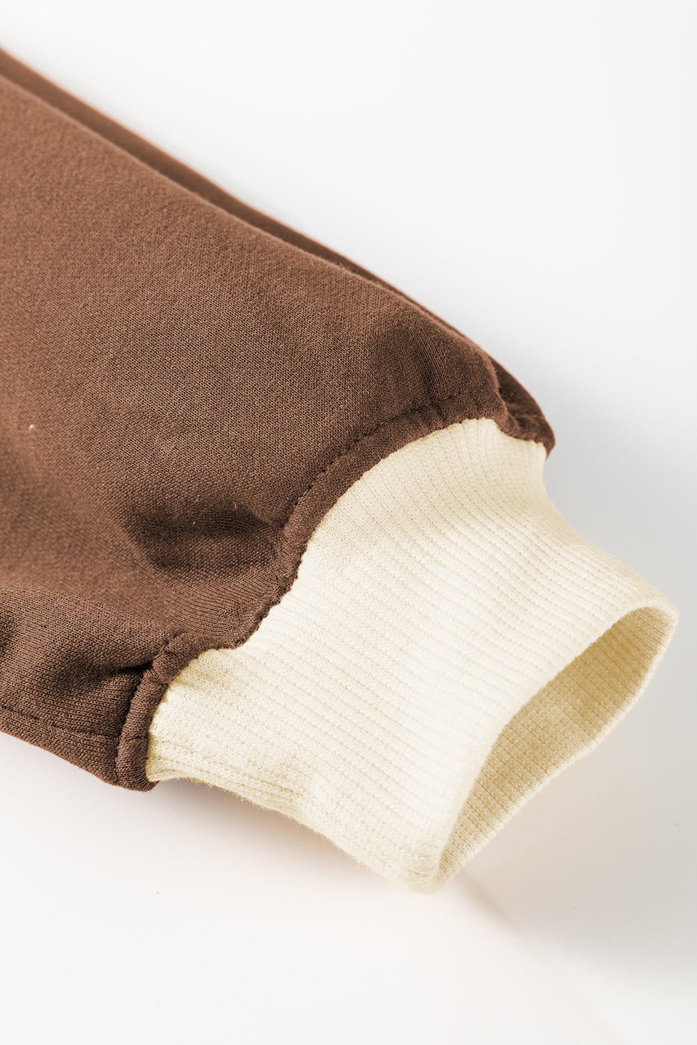 Coffee Contrast Trim Loose Pullover and Lace-up Waist Skort Set Shewin