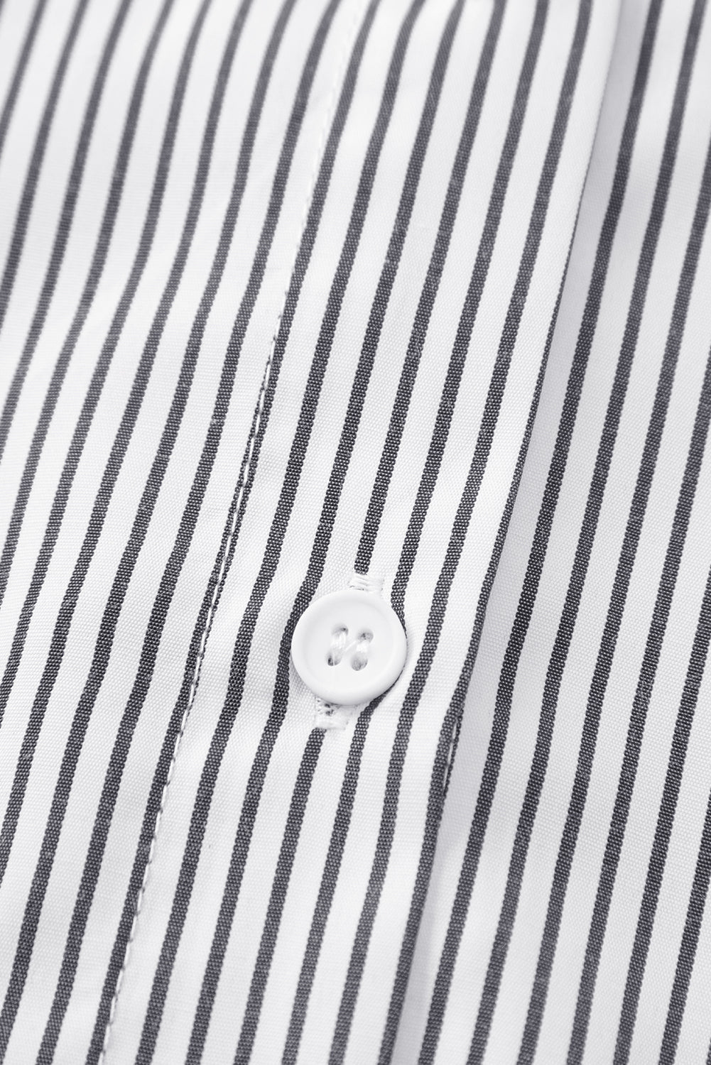 Black Striped Casual Shirred Cuffs Shirt Shewin