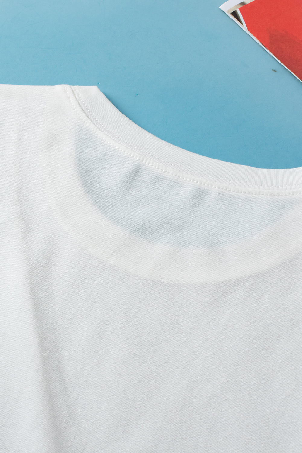 White Solid Color Crew Neck Pleated Tank Top Shewin