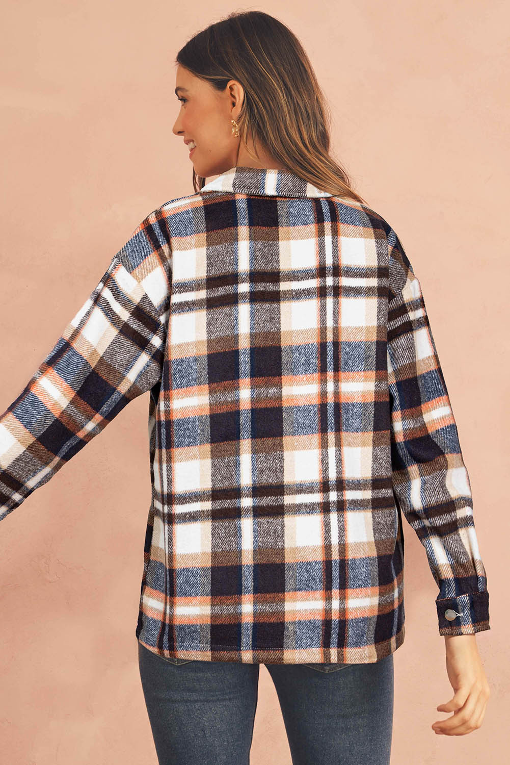 Multicolor Plaid Casual Button Up Flannel Shacket Shewin