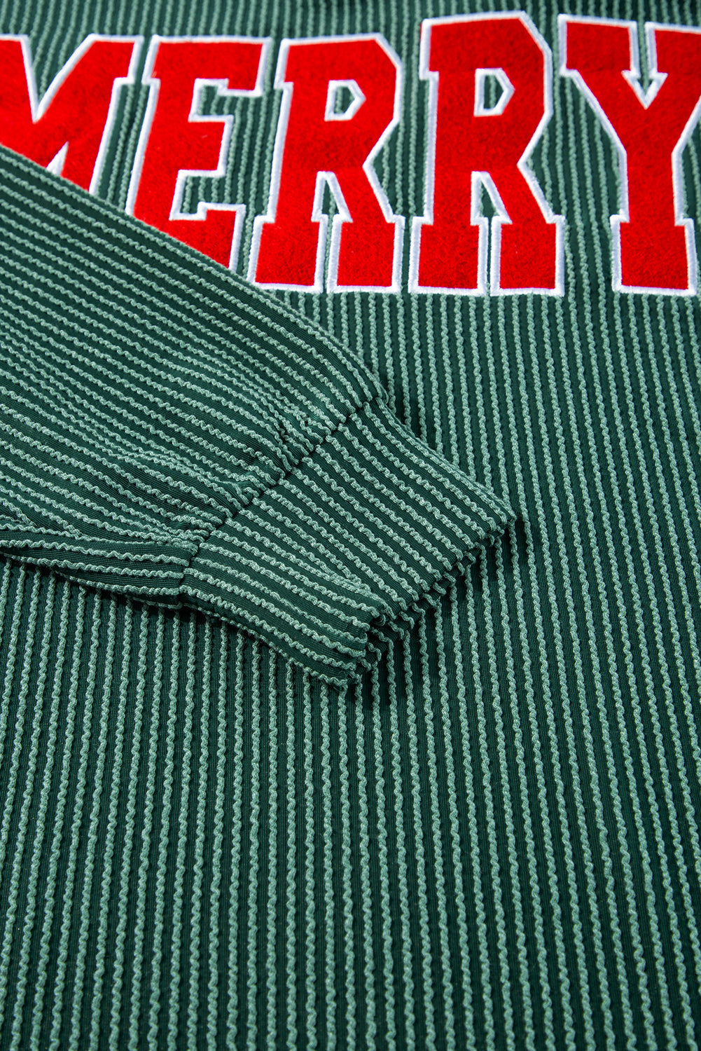 Evergreen Corded MERRY Long Sleeve Top and Shorts Pajama Set Shewin