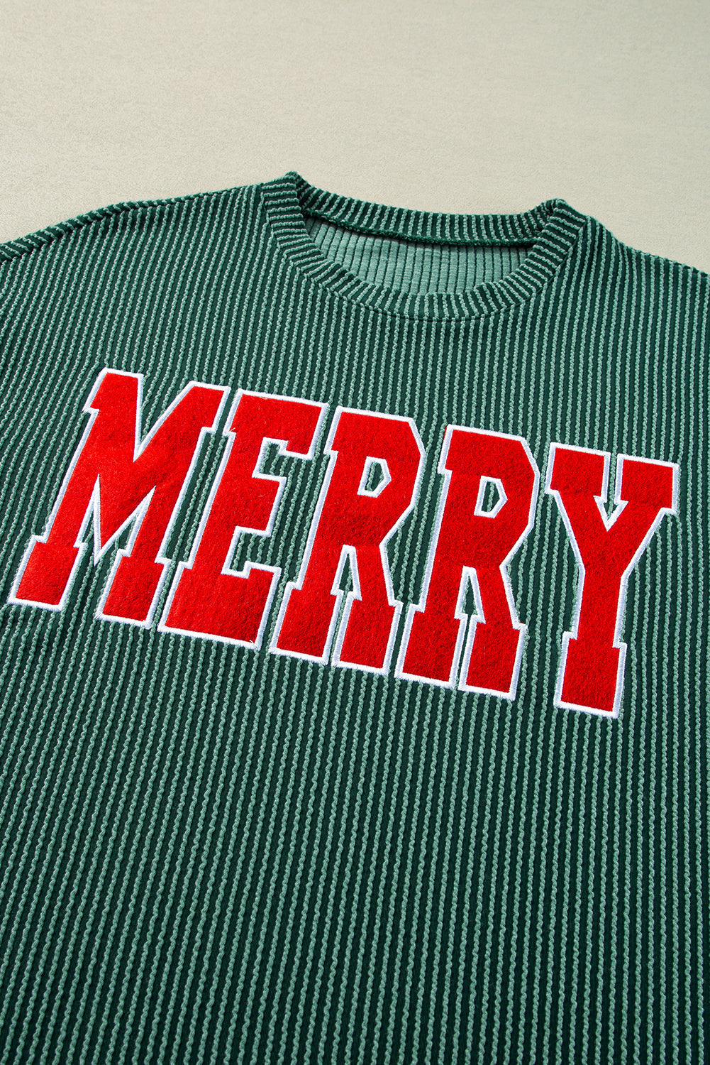 Evergreen Corded MERRY Long Sleeve Top and Shorts Pajama Set Shewin