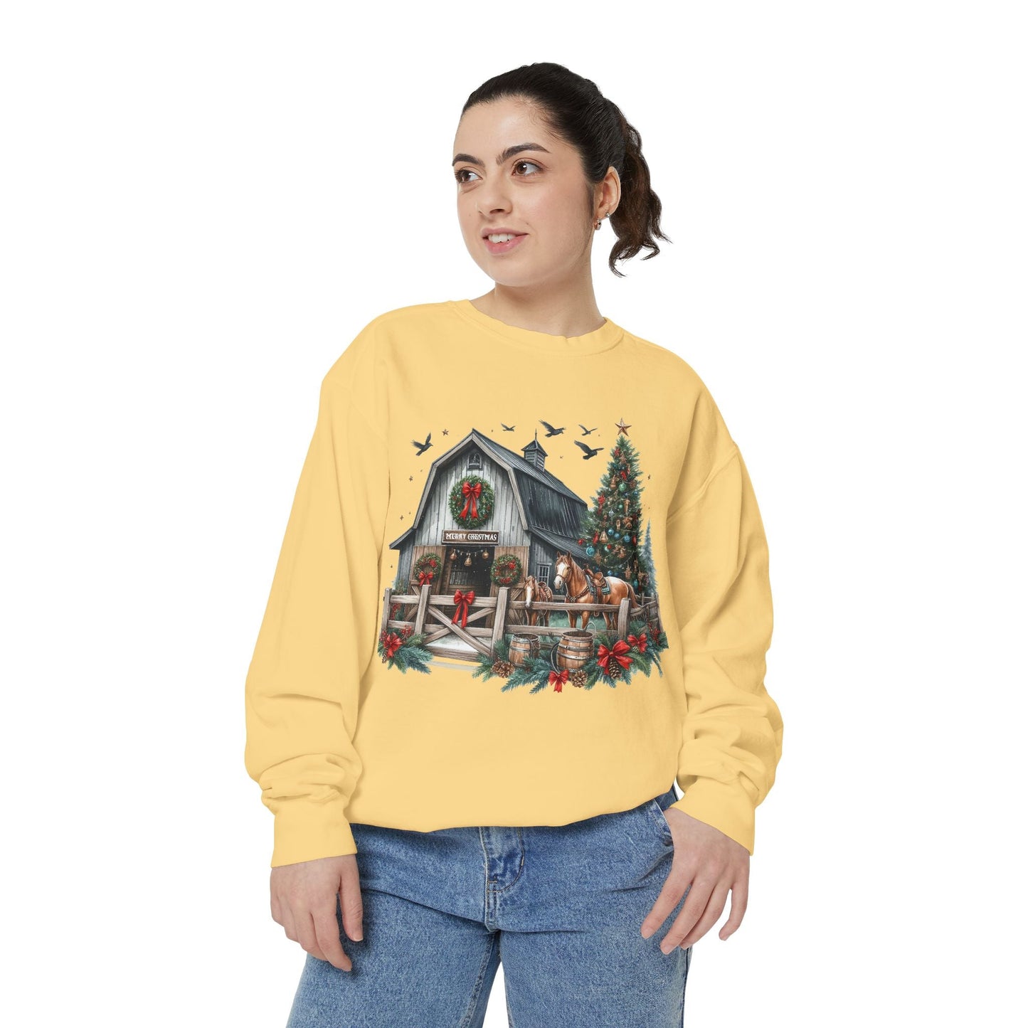 Western Barn Christmas Sweatshirt Printify