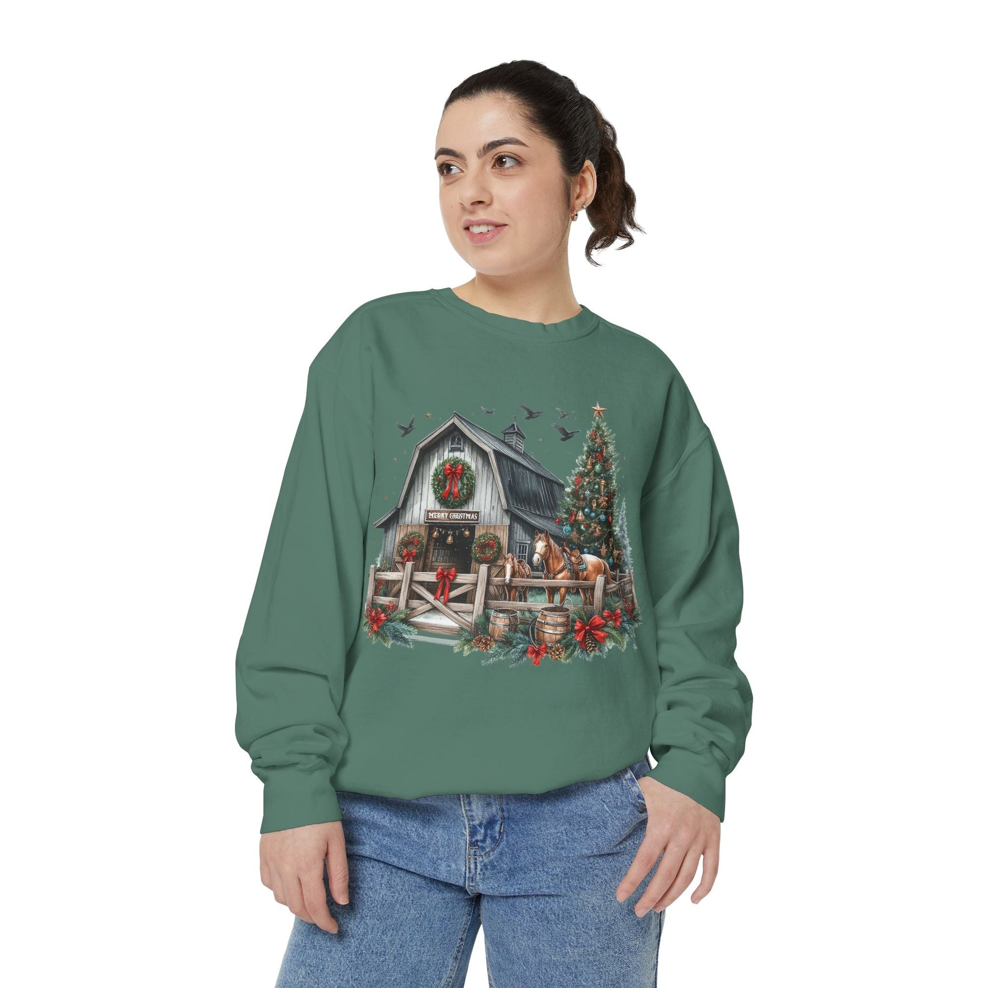 Western Barn Christmas Sweatshirt Printify