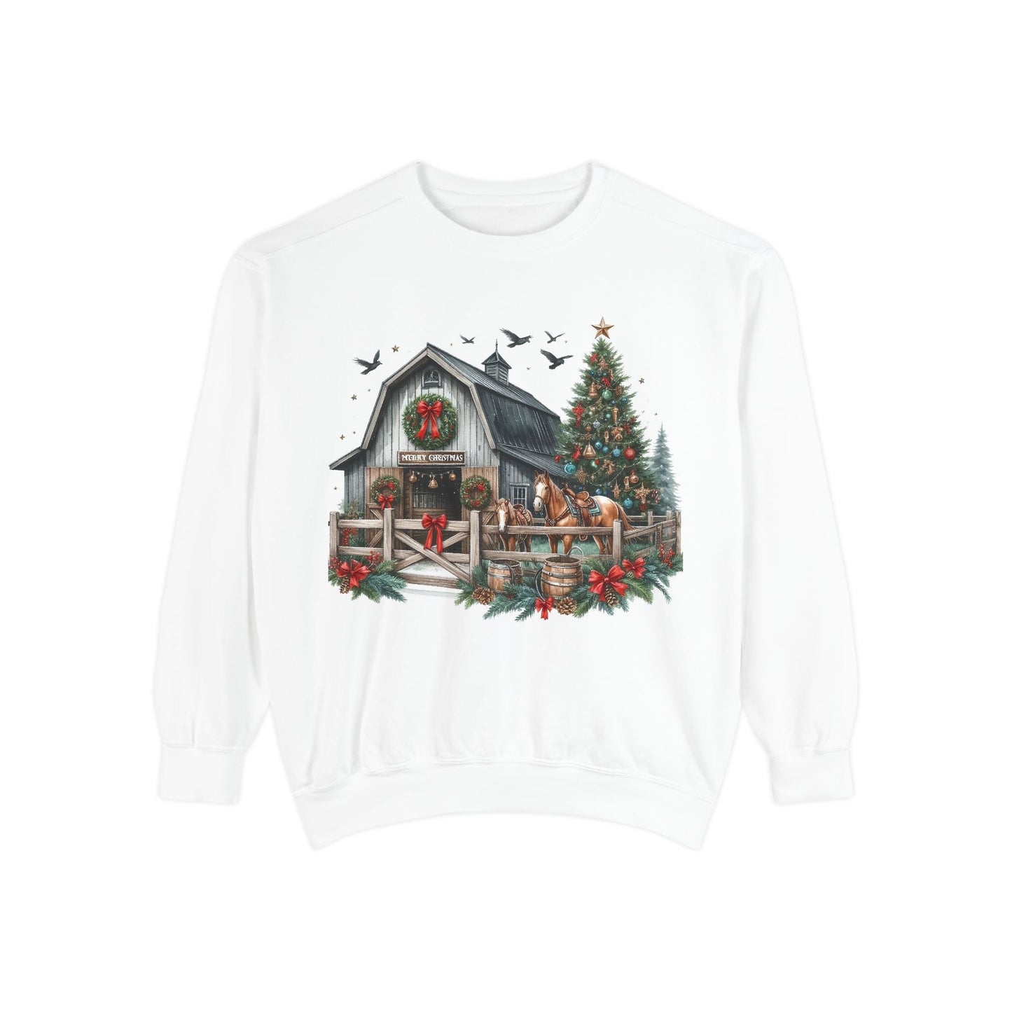 Western Barn Christmas Sweatshirt Printify