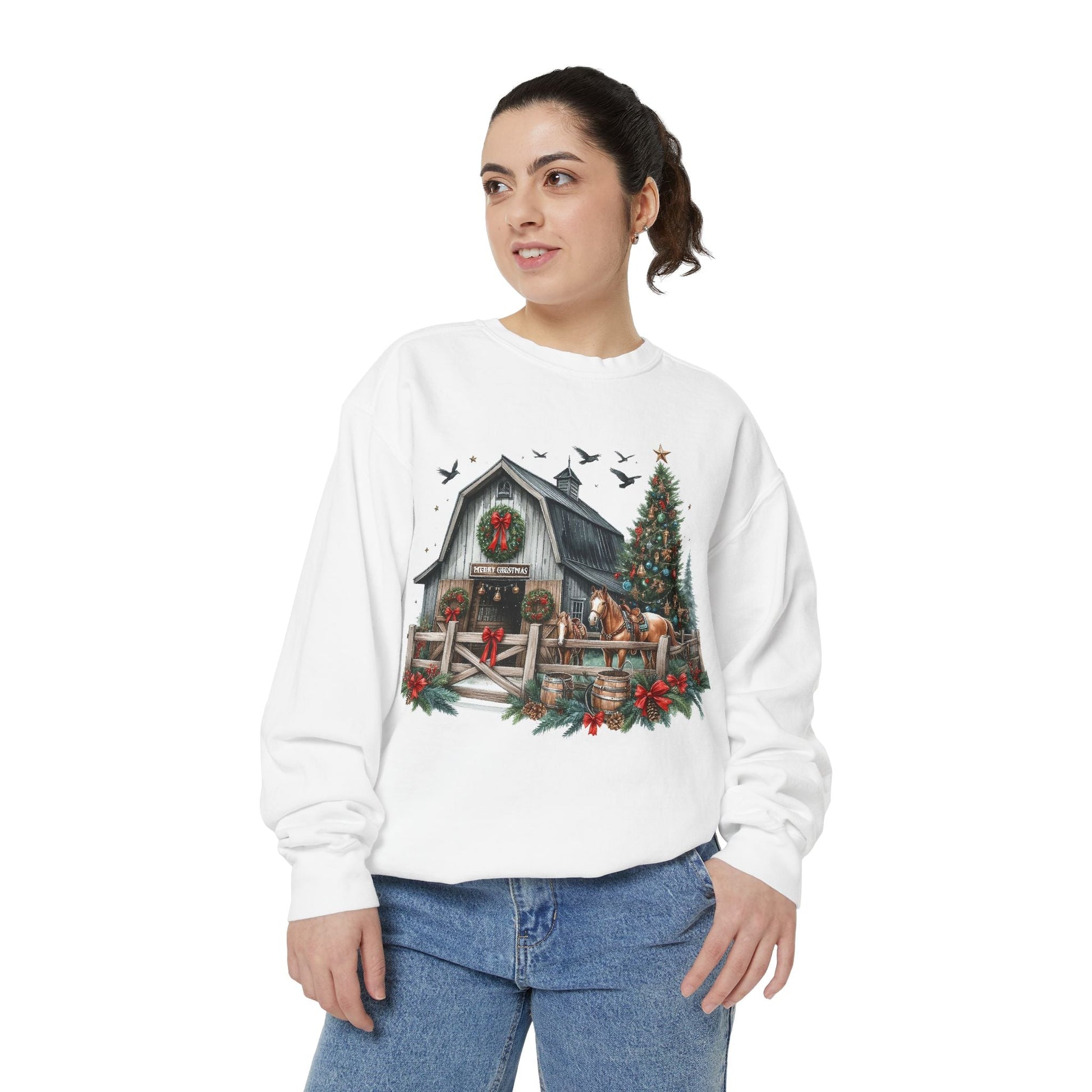 Western Barn Christmas Sweatshirt Printify