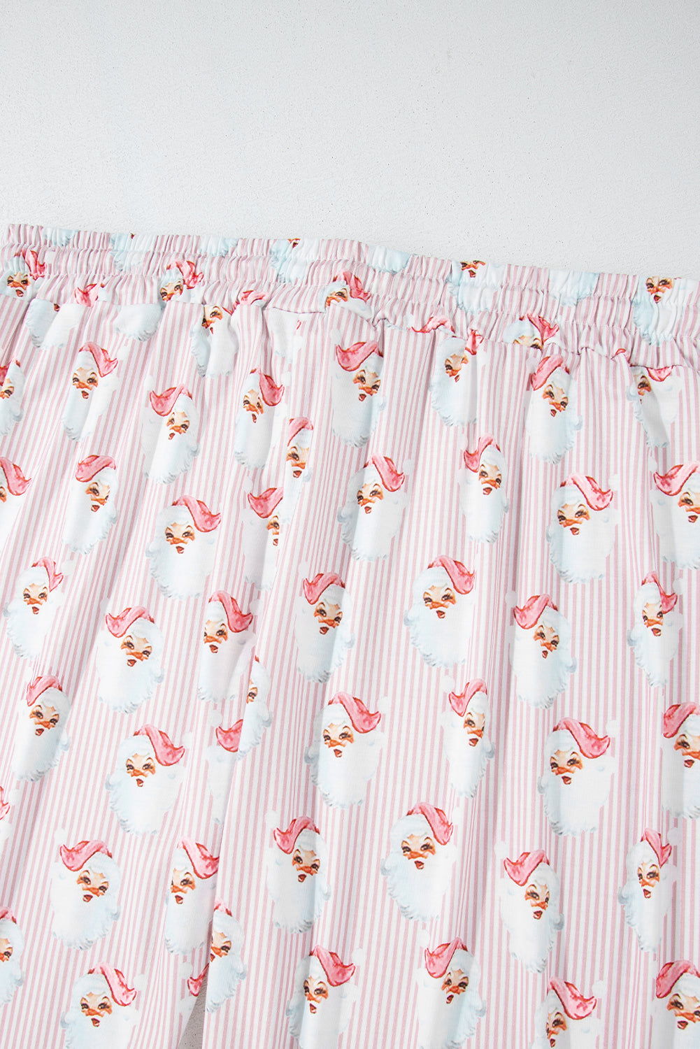 Pink Santa Claus Striped Print Loose Fit Two Piece Loungewear Set Shewin