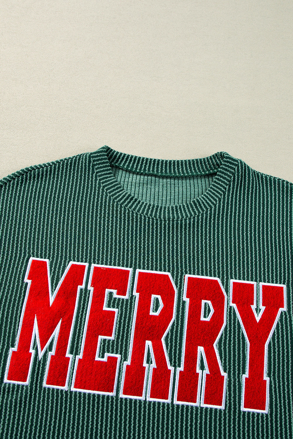 Evergreen Corded MERRY Long Sleeve Top and Shorts Pajama Set Shewin