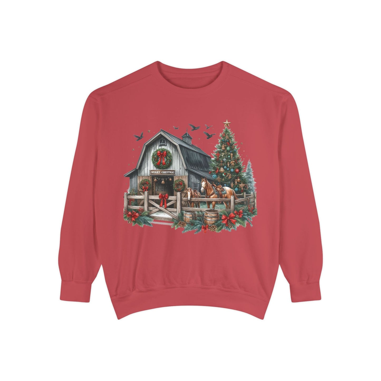 Western Barn Christmas Sweatshirt Printify
