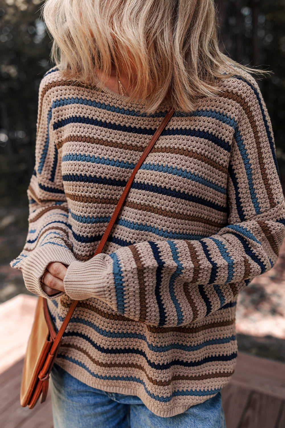 Striped Knitted Drop Shoulder Sweater Shewin