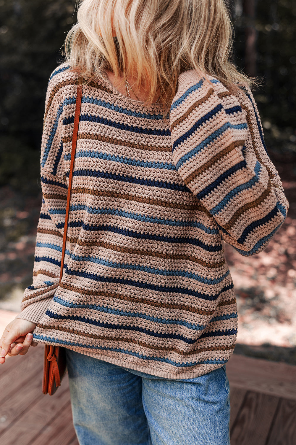 Striped Knitted Drop Shoulder Sweater Shewin