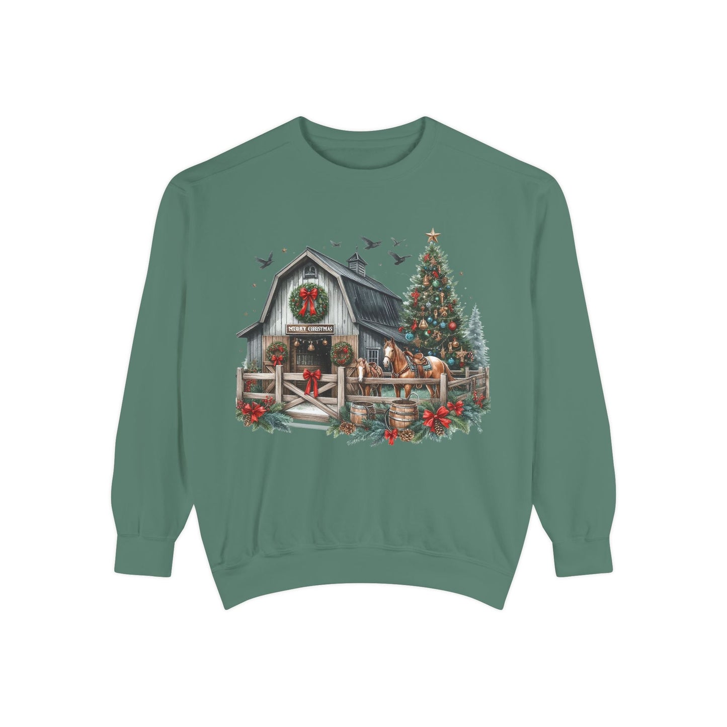 Western Barn Christmas Sweatshirt Printify