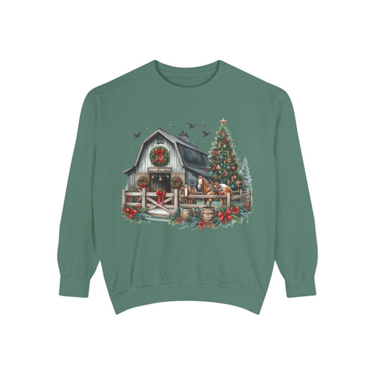 Western Barn Christmas Sweatshirt Printify