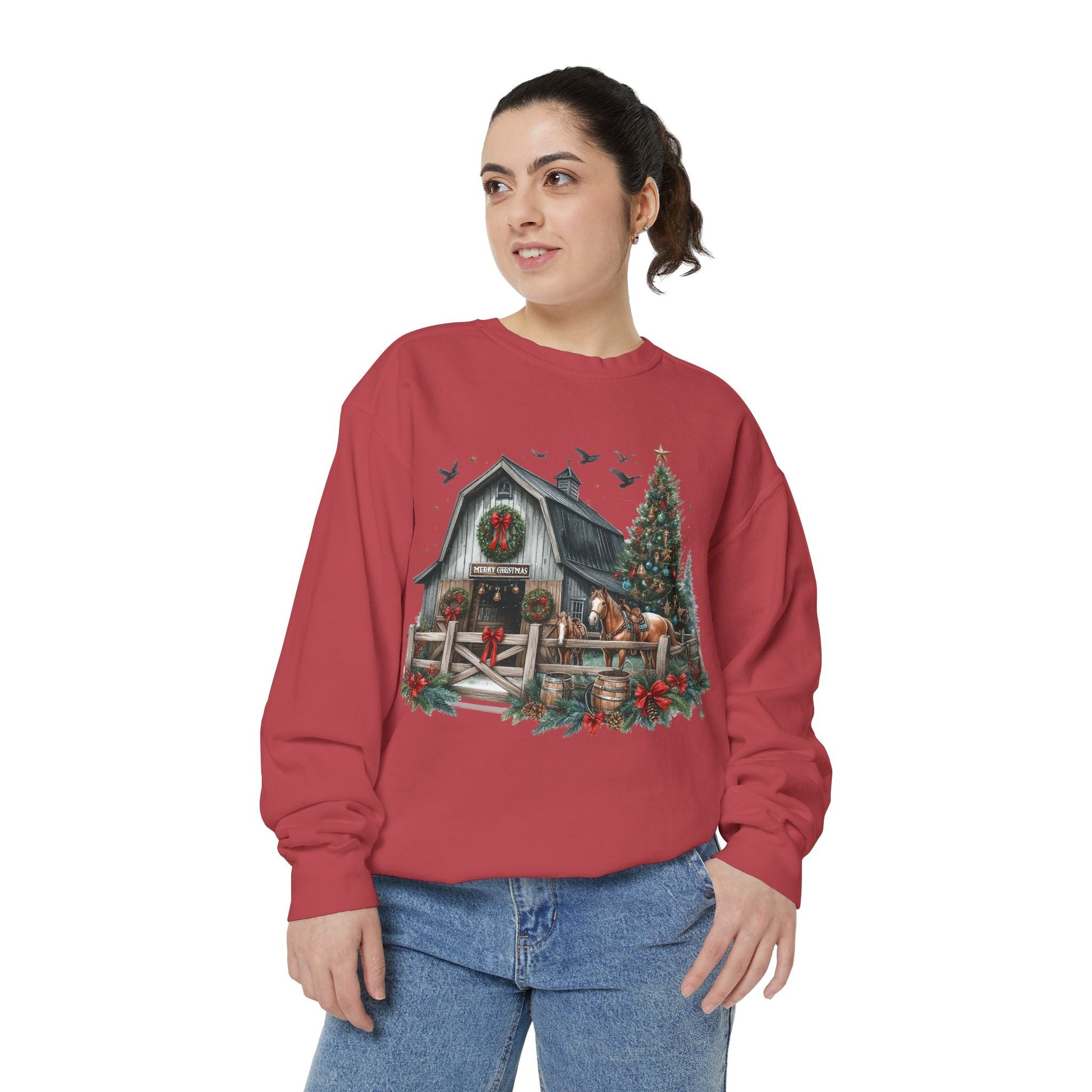Western Barn Christmas Sweatshirt Printify