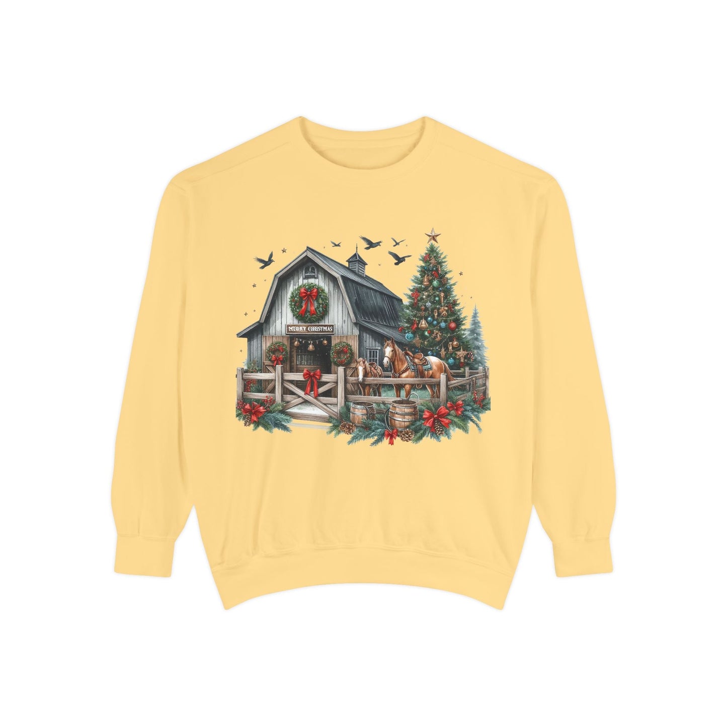 Western Barn Christmas Sweatshirt Printify