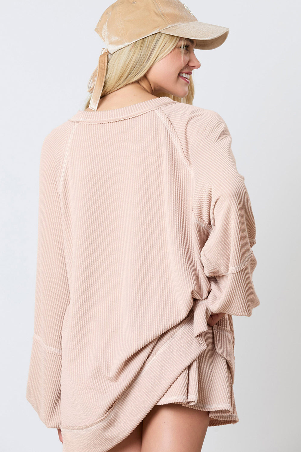 Jet Stream Corded Lantern Sleeve Pullover and Ruffle Mini Skirt Set Shewin