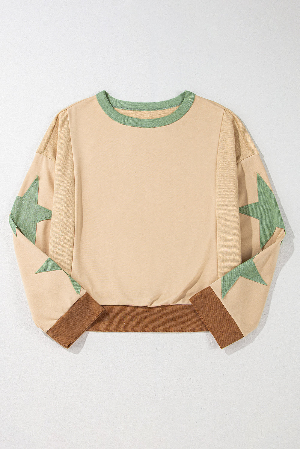 Parchment Star Patchwork Exposed Seam Oversized Sweatshirt Shewin