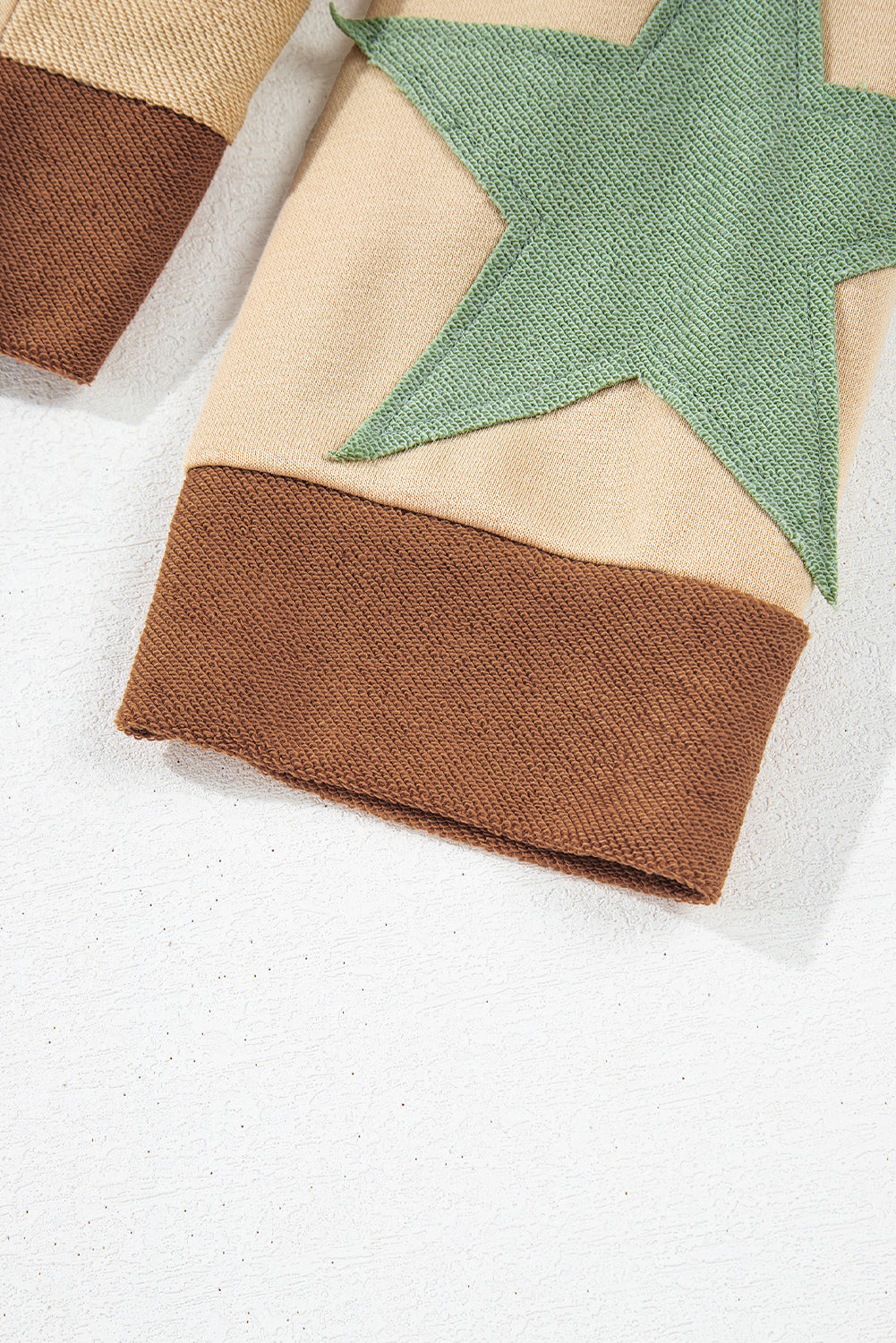 Parchment Star Patchwork Exposed Seam Oversized Sweatshirt Shewin