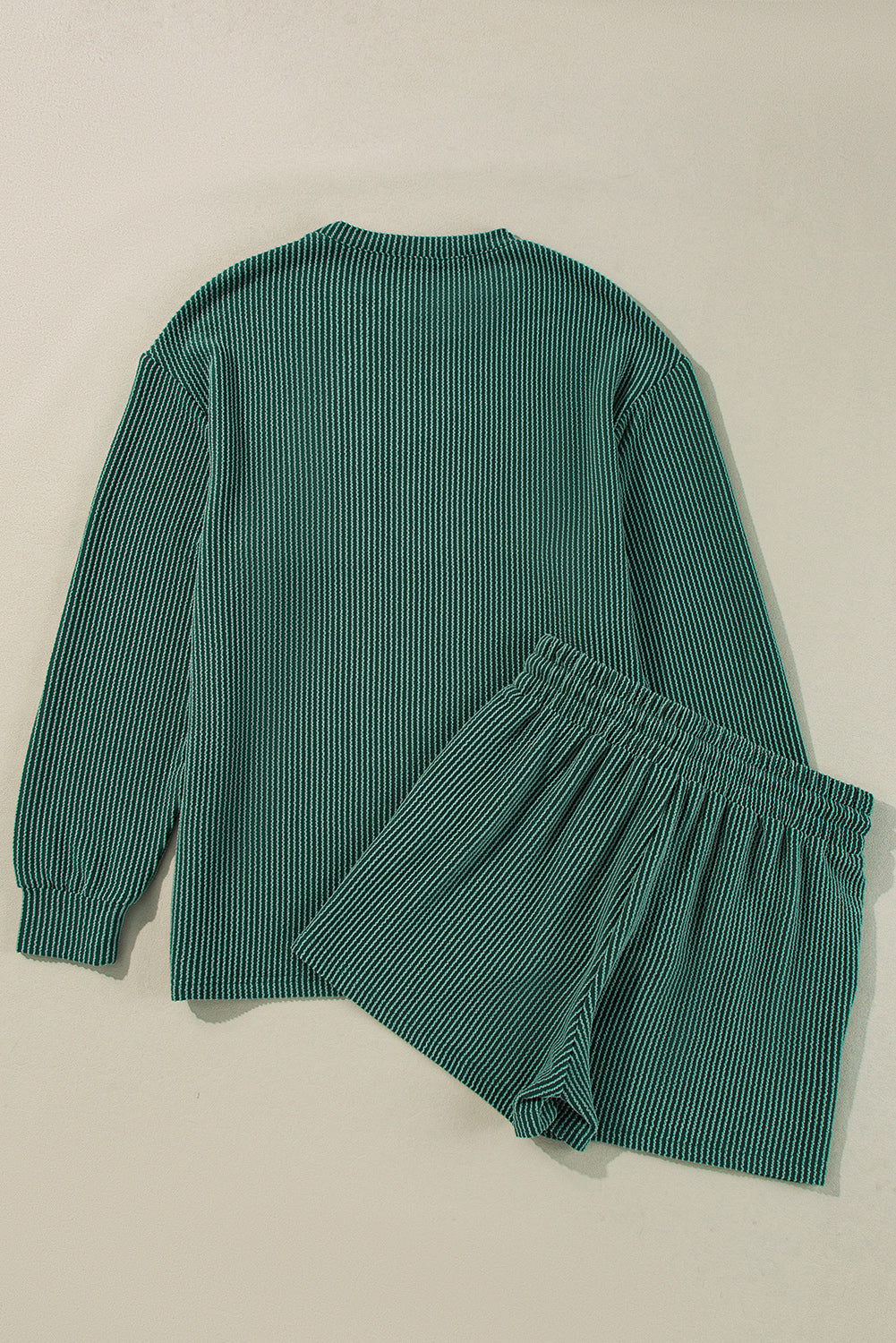 Evergreen Corded MERRY Long Sleeve Top and Shorts Pajama Set Shewin