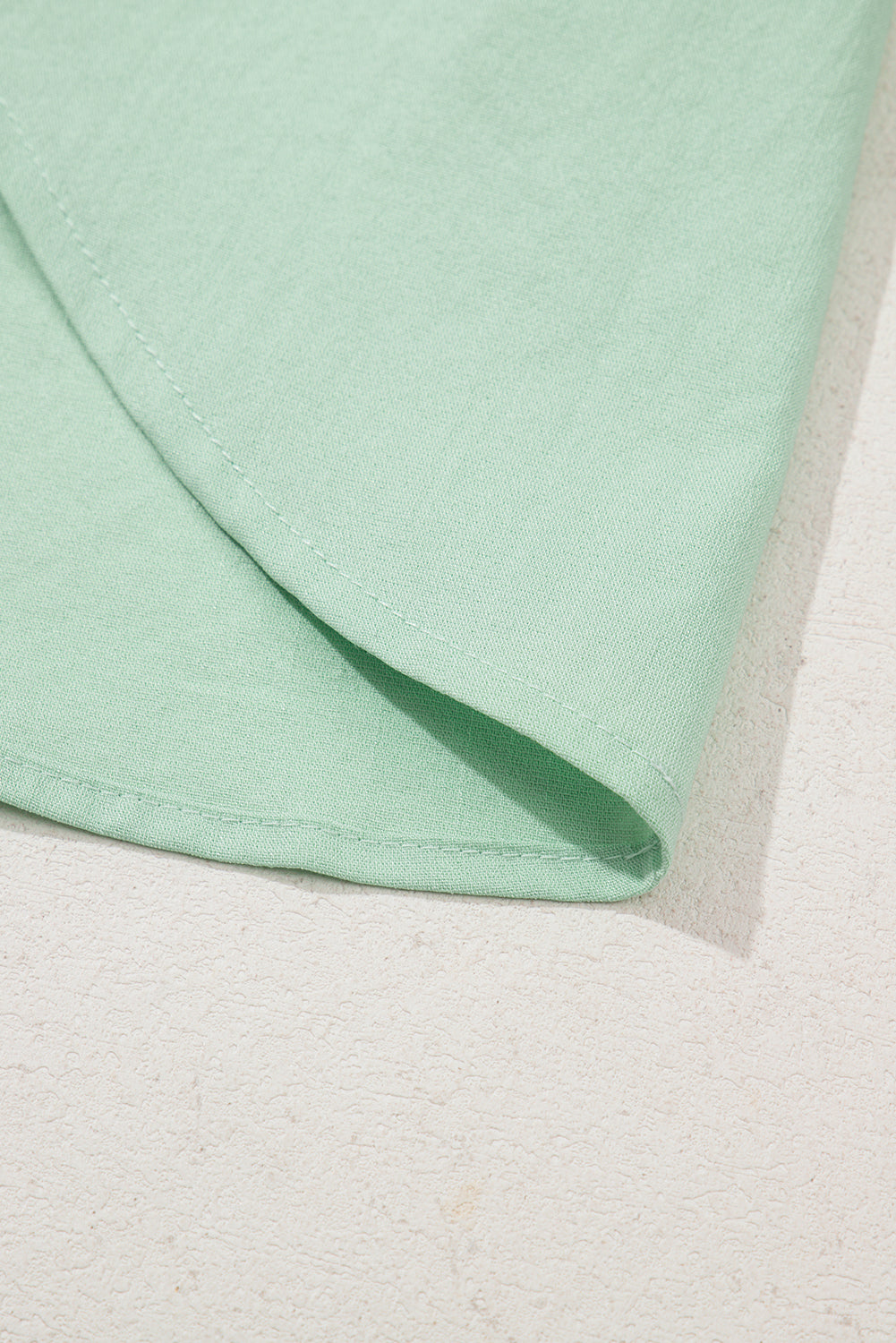 Clearly Aqua Floral Embroidered Puff Sleeve Split Neck Blouse Shewin