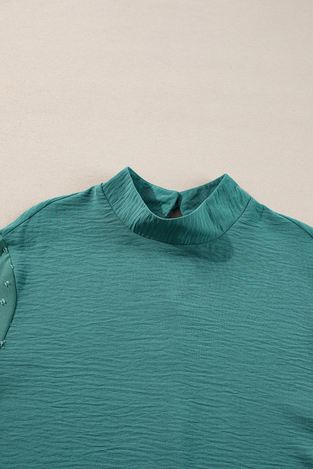 Skobeloff Swiss Dot Balloon Sleeve Patchwork Crinkle Blouse Shewin