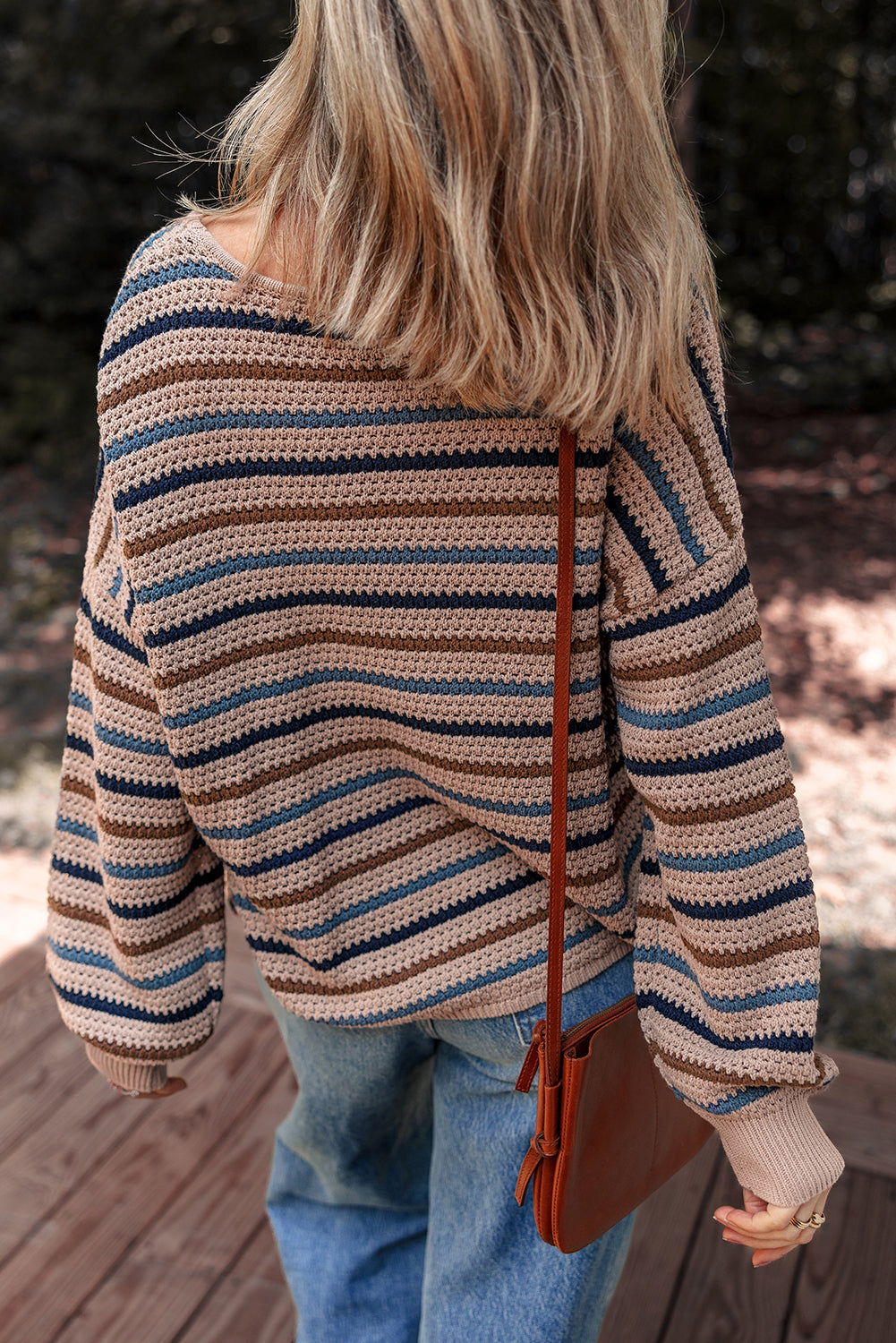 Striped Knitted Drop Shoulder Sweater Shewin
